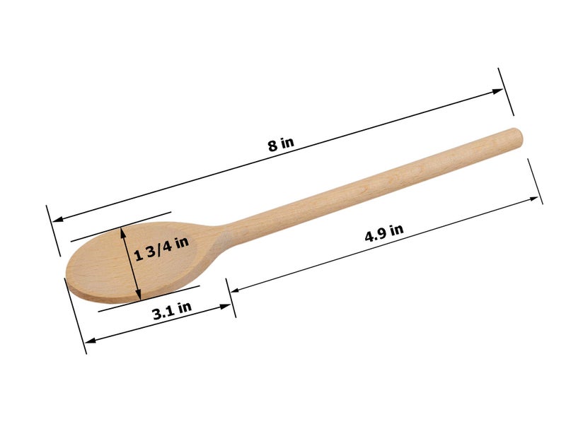 BICB Mini 8-Inch Long Wooden Spoons, Oval Wood Mixing Spoons for Baking, Stirring -Sauce Spoons Made of Natural Beechwood - Set of 6 mini wooden spoons - Image 2
